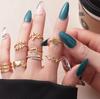 Combination Ring, Fashionable Love Leaf Five-Pointed Star Point Diamond Opening 10-Piece Set Ring Jewelry