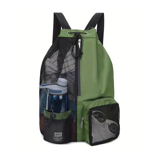 Mesh Beach Backpack with Wet Pocket Large Capacity Drawstring Swim Bag for Pool Swimming Gym Workout Gear