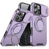Luxury Heavy-Duty Rugged Armor Magnetic Bracket Case For iPhone 16 14 13 12 11 15 Pro Max Plus Slide Camera Protection PC Cover