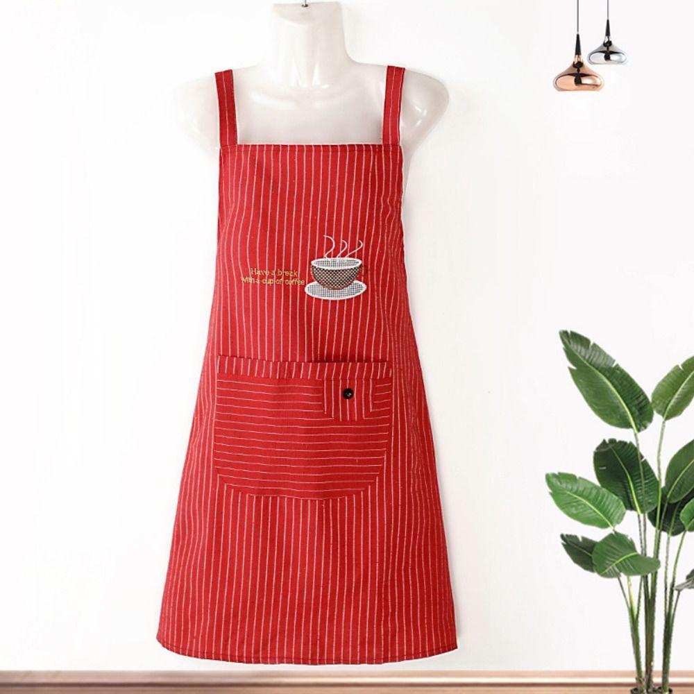 Simple Stripe Kitchen Aprons Sleeveless Cooking Smock Fashionable Coffee House Aprons