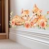 Cute Kitten Flower Wall Stickers Children's Room Living Room Decoration Cute Cat Print Home Decoration Self-Adhesive Removable
