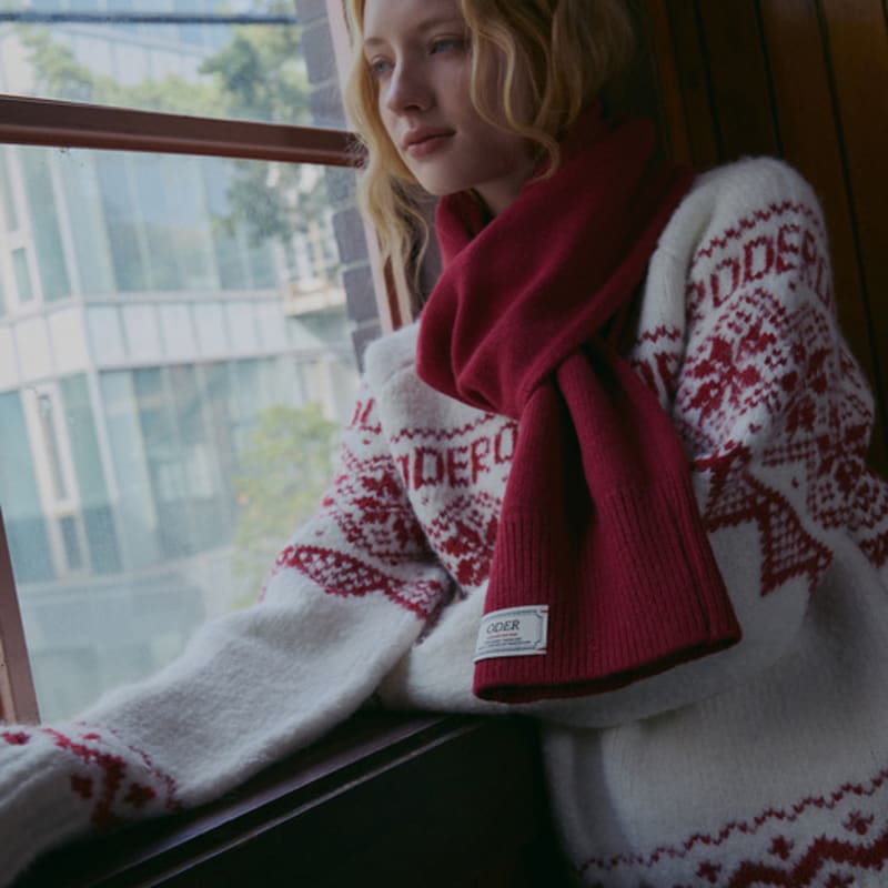 ODER Hole Cashwool Muffler-wine