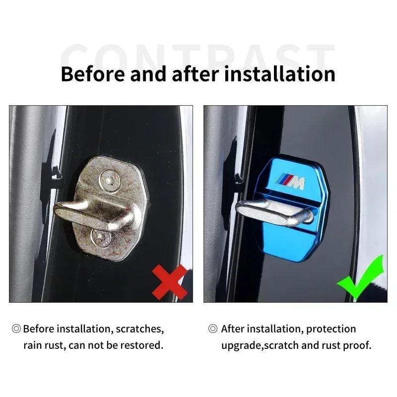 4PCS Car Door Lock Cover Carbon Fibre Stikcer Case Car Accessories For BMW E46 E90 E60 F10 E39 F30 E36 F20 E87 E90 E70 E91 E30 UCKWP1