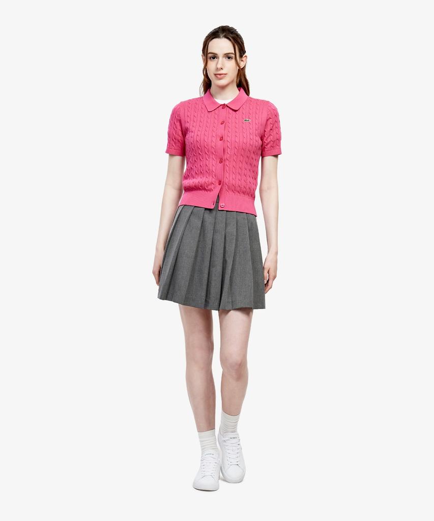 Lacoste Women'S Cable Short Sleeve Polo Cardigan Af280E-56G Glh
