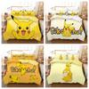 Pikachuzd Bedding Set Cartoon Anime Children Bedroom Quilt Cover Boy Girl Bedclothes Single Double King Pikachu Duvet Cover Gift