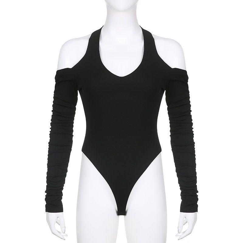 European and American Spring and Autumn Women's Clothing Niche Design Off the Shoulder Top Sexy Slim Fit Off the Back Jumpsuit