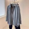 Koreaanse Vintage Gepolijste Blauw Geruite Shirt met Lange Mouwen Dames Lente en Herfst Nieuwe Losse en Luie Top