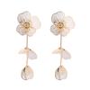 1 Pair Women Hanging Petal Polished Flower Shape Rhinestone Ear Decor Electroplated Ear