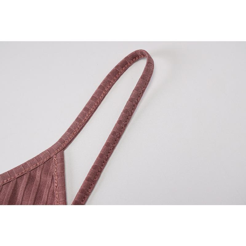 Spring Women's Solid Color Slim-fit Knitted Sexy Suspender Wrap Hip Dress