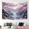 2D Sakura Waterfall Backdrop Cherry Blossom Lake Background