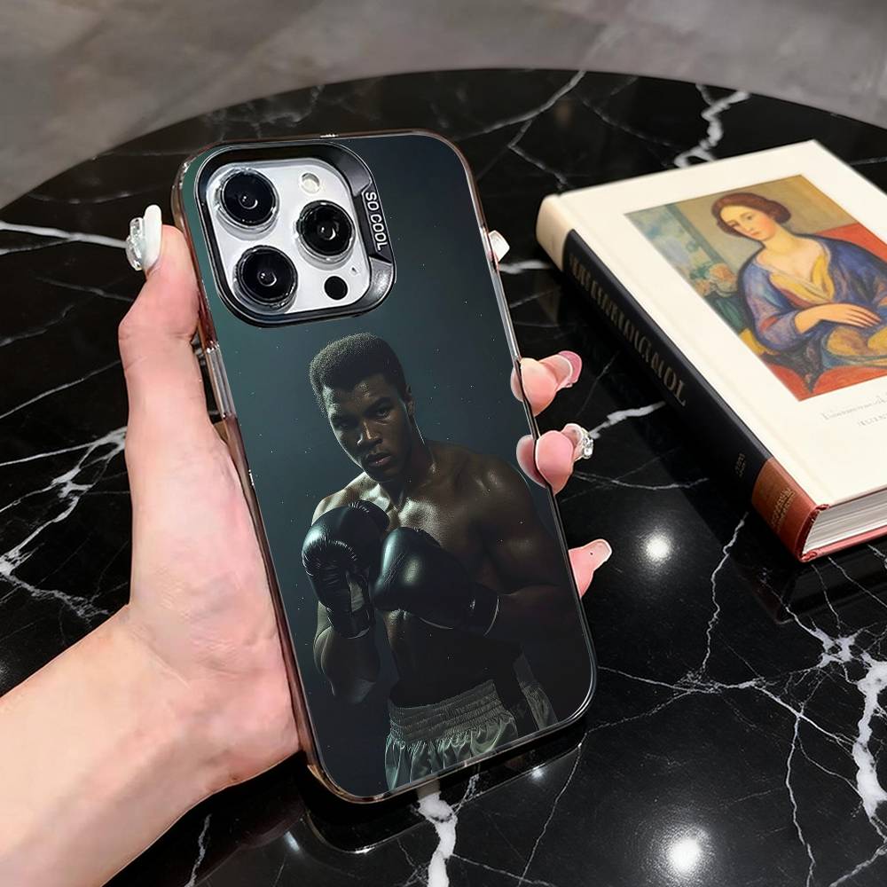 M-Muhammad A-Ali Boxerská legenda Pouzdro na telefon Pro iPhone 17,16,15,14,13,12,11 Plus,Pro Max,XS,Barevný stříbrný černý kryt