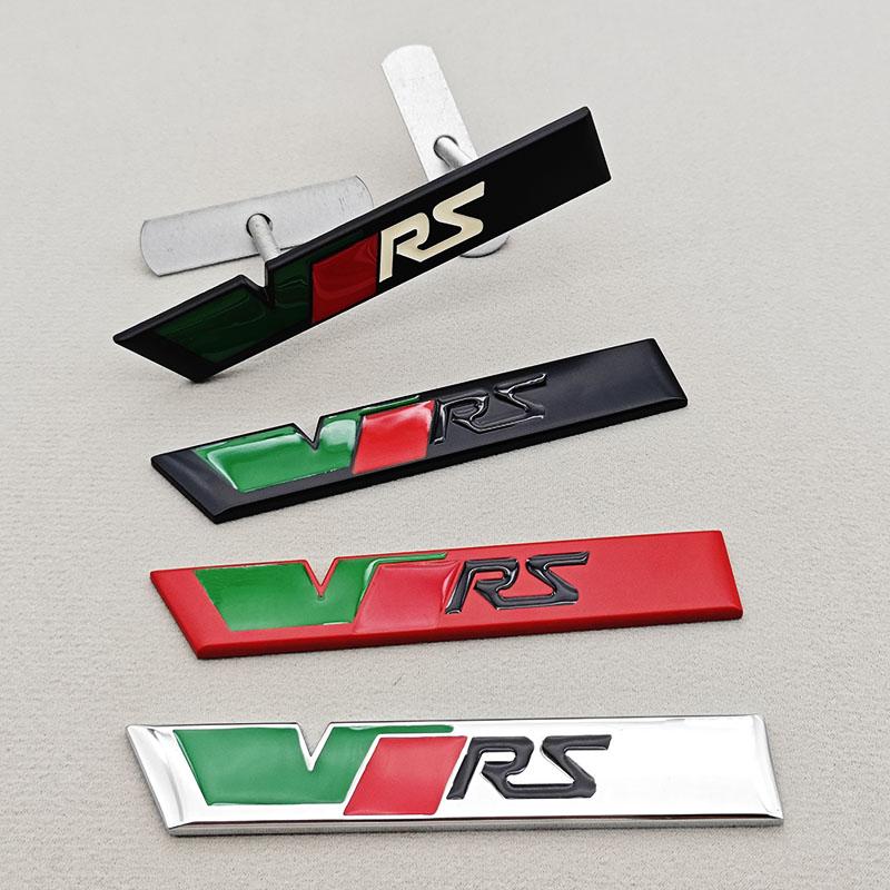 DCLR3 NEW 3D Metal RS Logo VRS Car Front Grill Emblem Rear Trunk Badge For Skoda VRS Octavia 2 3 Rapid Kodiaq Karoq Fabia Kamiq Superb