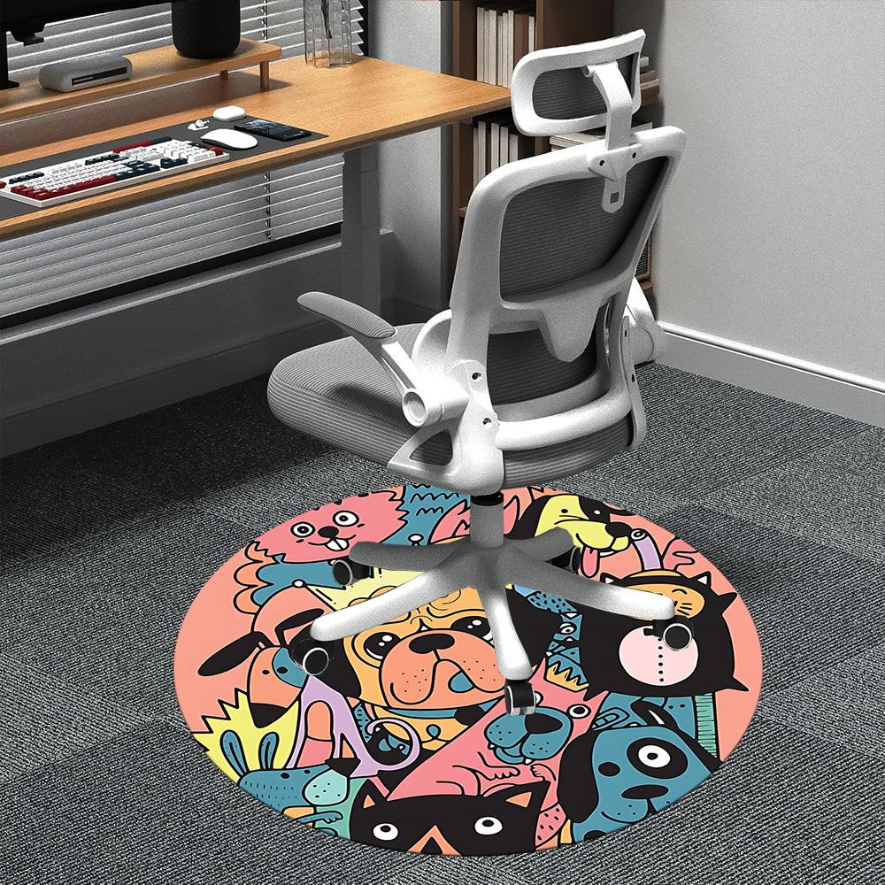 1pc Pug Party Office Round Area Rug,  Mat Suitable ForOffice, Under Office Chairs Bedroom Living Room Home Decor, Room Deco
