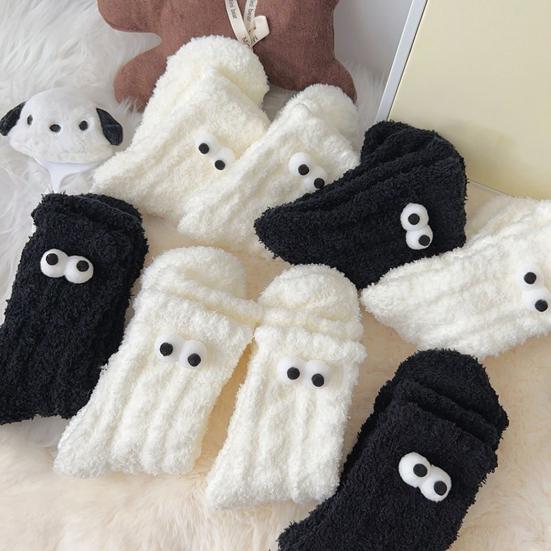 Büyük Gözlü Komik Çoraplar Yumuşak Kışlık Pijama Çorapları Kadınlar İçin Sıcak Rahat Peluş Çoraplar Evde Dinlenme Rahatlama Ve Uyuma