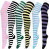 Gestreifte oberschenkelhohe Overknee-Hohe Socken für Frauen, lange Strümpfe, süße Kawaii-Baumwolle, gestrickt, hohe Beinwärmer-Socke