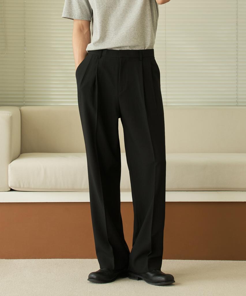 HYOJI Double-Pleat Semi-Wide Slacks (All Seasons, Summer - 8 Colors) (Type A)