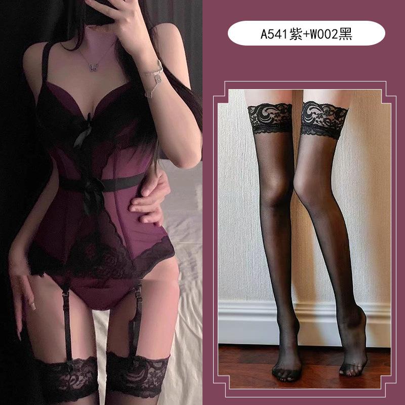 Sexy Lingerie Female Sexy Purple Slim One-piece Slim and Thin, Free of Pure Desire, Small Breasts and Big Vest