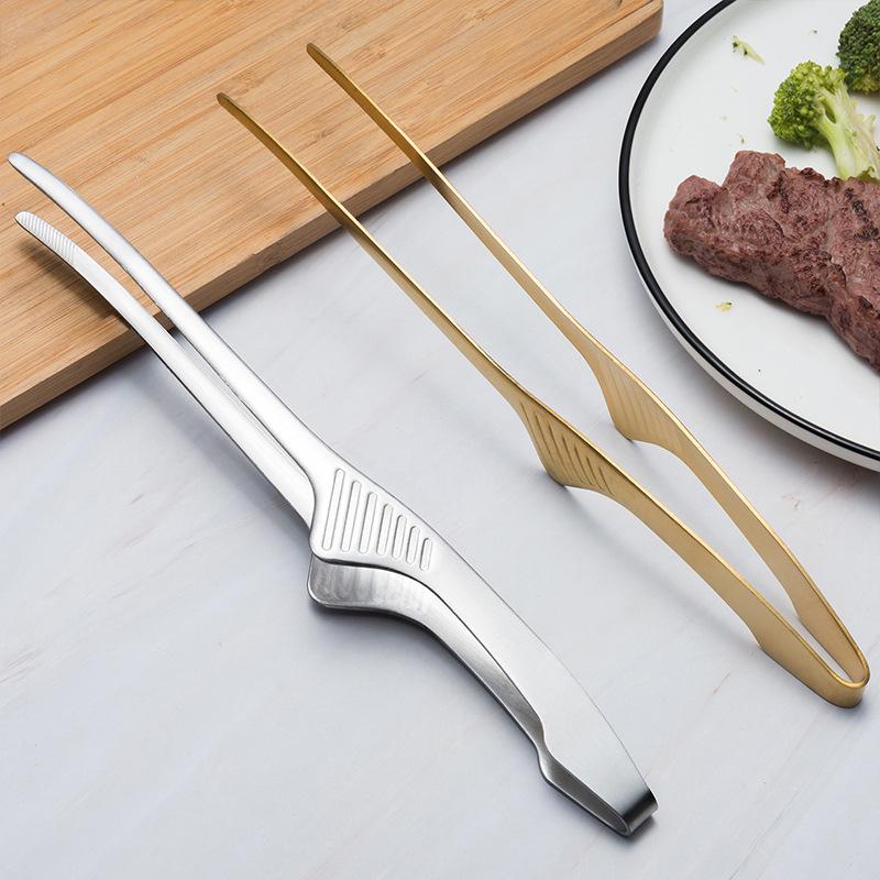 Roestvrijstalen Koreaanse BBQ-tangen - 304/430 Voedselkwaliteit, Perfect voor Bakken, Brood, Steak en Restaurantgebruik.