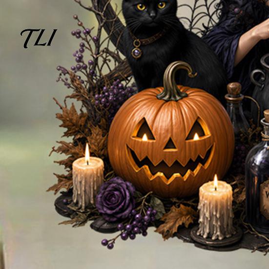 Static Cling Decals Halloween Witch/Black Cat Glass Stickers, Double-sided PVC Waterproof Window Clings, Removable Decor with Pumpkins Skulls