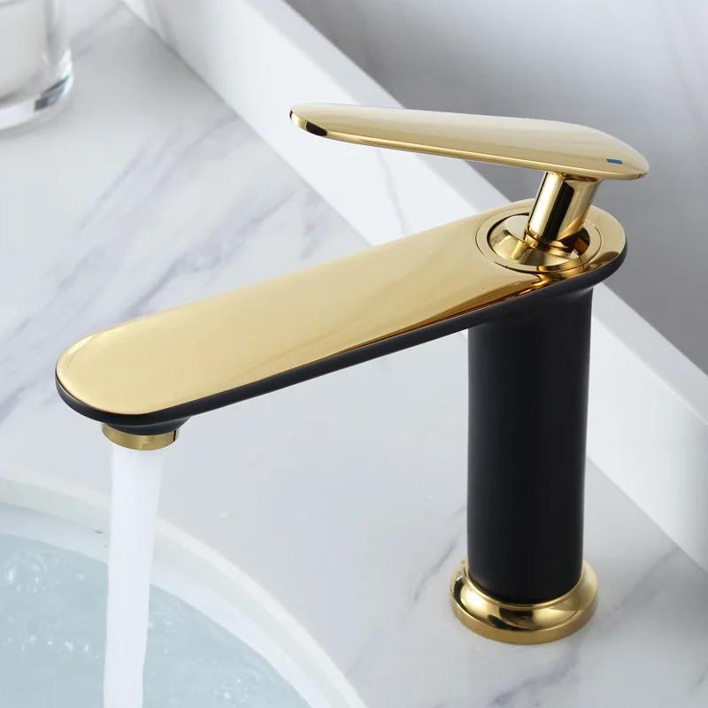 Northern Europe Basin Faucet Hot Cold Mixers Taps Deck Mount Bathroom Sink Faucets Single Handle White Black Gold
