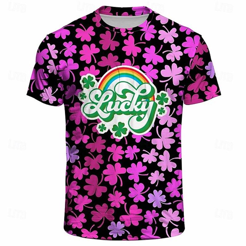 Irish St. Patricks Day 3D Print Lucky Four-leaf Clover T Shirt for Men Women Summer T-Shirts Harajuku Green Tees Oversize Tops