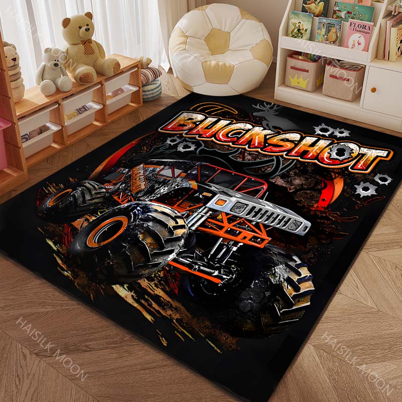 Big Wheels Monster Truck 4X4 Pattern Rug Carpets for Bedroom Living Room Mat Creative Door Mat Dressing Room Rugs Luxury Gifts