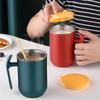 Cana de 500 ml ceașcă de cafea cu lapte de capacitate mare din oțel inoxidabil cu capac detașabilă și lavabilă ceașcă de apă simplă izolată de birou
