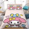 Kawaii My M-Melody Duvet Cover Set Home Style Bedding Soft Laundry Cotton Bed 3 Piece Set Student Dormitory Gift