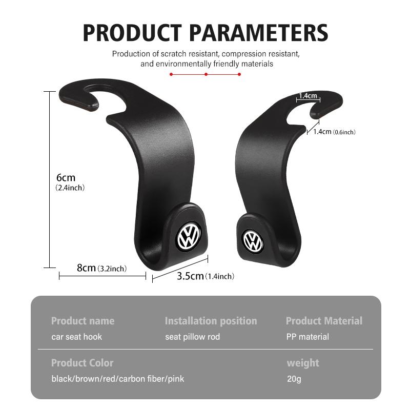 Car Seat Back Hook Double-Headed Rear Storage Auto Accessories For Volkswagen VW Golf 4 5 6 7 Polo Jetta Sagitar Magotan Passat Zj2