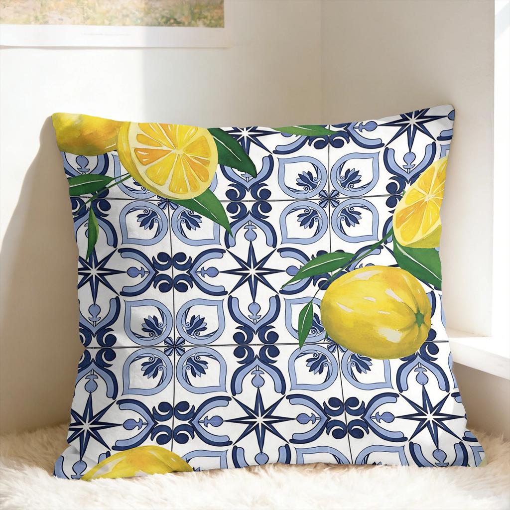 Lemon and Blue Pattern Pillow Cover Comfy Cushion Cover Fashion Pillow Case For Living Room Bed Chair