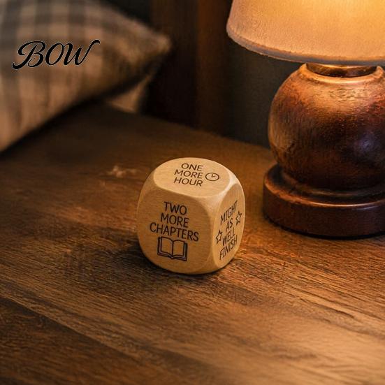 Reading Motivation Gadget Wooden Decision Dice, 6-Sided Wood Engraved Quotes Prompt, Natural Tool Charm, Fun Companion Book Lover Habit