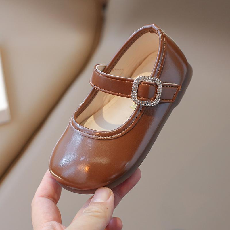 Girls Toddler Shoes 2-12 Years Old Brown Round Head Fashion Hundred Girls Mary Jane Shoes Beige Non-slip Children's Baby Sandals