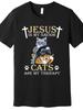 Christian Cat Lover T-Shirt, 100% Cotton Crew Neck Tee with ''Jesus Is My Savior,