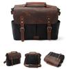 DSLR Camera Genuine Leather Canvas Large A4 Laptop Shoulder Functional Business Compatible with DSLR and Digital Cameras [Unamujer] 2-way Bag,