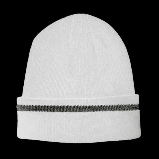 Knitting Hat Reflective Strip Design Warm Unisex Hat Outdoor Windproof Cold Resistance Elastic Hat