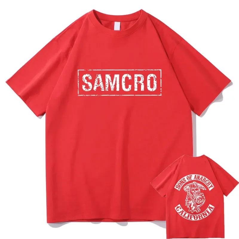 Sons of Anarchy SAMCRO Double Sided Print Tshirt Men Womnen Fashion Hip Hop Rock Tees Short Sleeve Summer Cotton T Shirts Tops