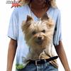 3D Print Pet Dog Summer Fashion 2024 Hot Sale Ladies T Shirt Short Sleeve Tops V Neck Streetwear Harajuku Casual Pullover