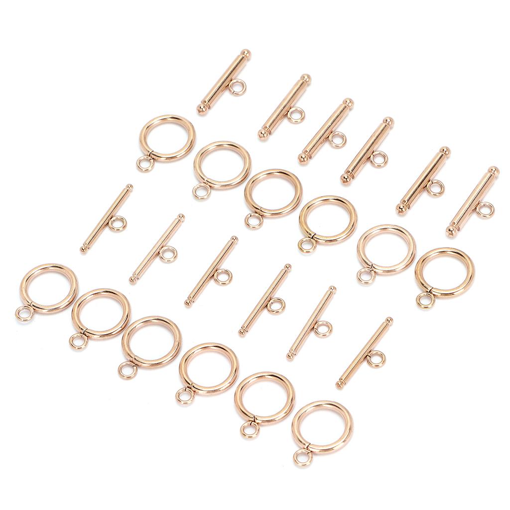 Runda Toggle-lås i rostfritt stål T-stångslås för DIY-halsbandssmycken Roséguld