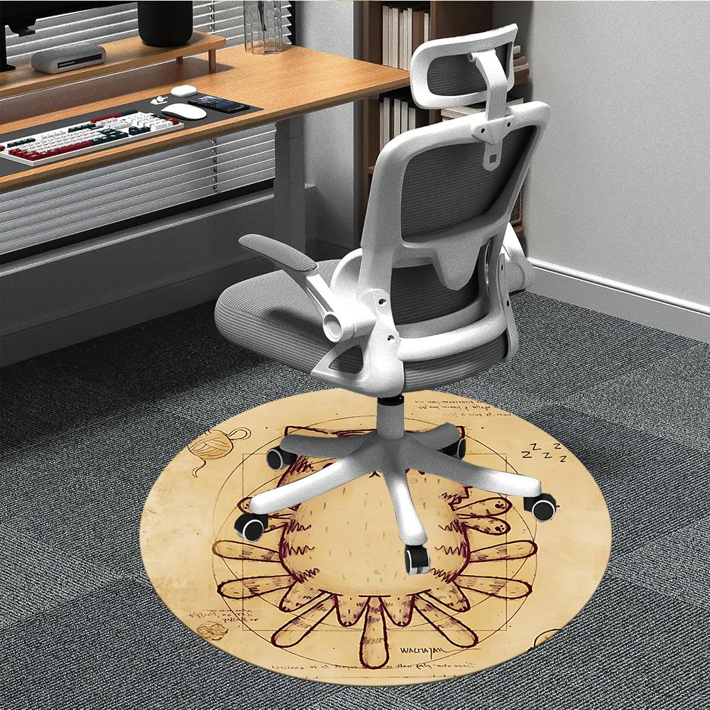 1pc Cute Cat Office Round Area Rug, Under Office Chairs Bedroom Living Room Home Decor, Room Deco, Available In Various Sizes