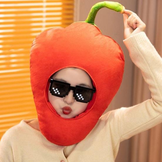 Photo Hood Bright Colorful Fruit Food Shape Soft Plush Headgear Face Opening Feature Internet Celebrity Costume Party Prop