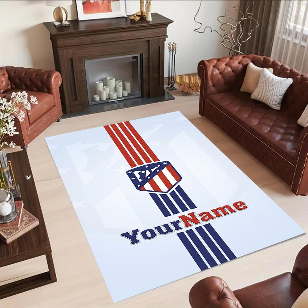 Atletico Madrid Customize Your Name Floor Rug Office Rug Suitable for Dormitory Hallway Entryway Decorate Room Anti-slip Rug Office Home Decor