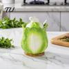 Ceramic Seasoning Container Cabbage Shaped Lard Jar with Lid Spoon, 350ml Kitchen Sealed Shape Spice Container, Multi Purpose Storage Pot for