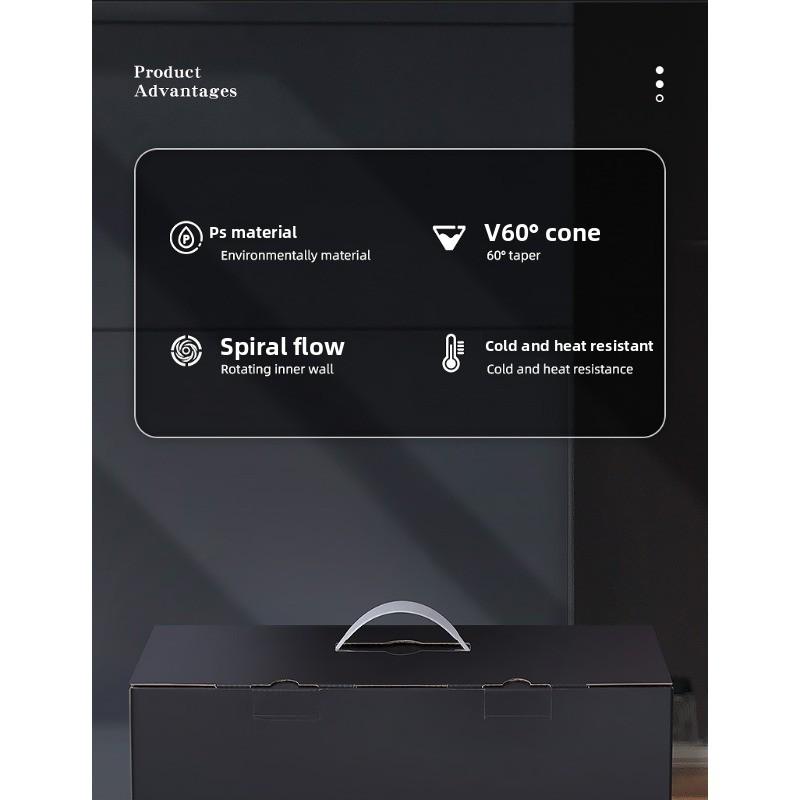 Filtrační kalíšek, Filtrační papír V60 na kávu, Trychtýř na kávu Pour-over, Filtrační síťka z pryskyřice, Síťka, Přenosný pro venkovní použití