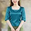 Women Casual Square Collar Summer Half Sleeve Blouse