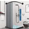 Waterproof L-Shaped Curved Shower Curtain with Mildew-Proof Telescopic Rod