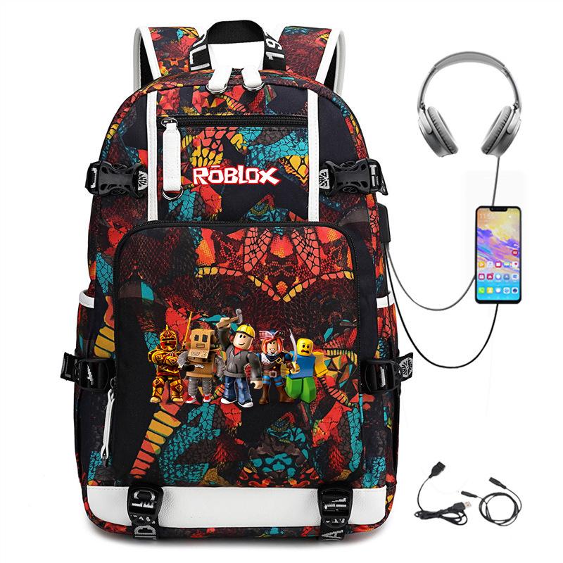 Cartoon Game USB Backpack Large Capacity Hiking Bag College Student Outdoor Travel Casual Daypack
