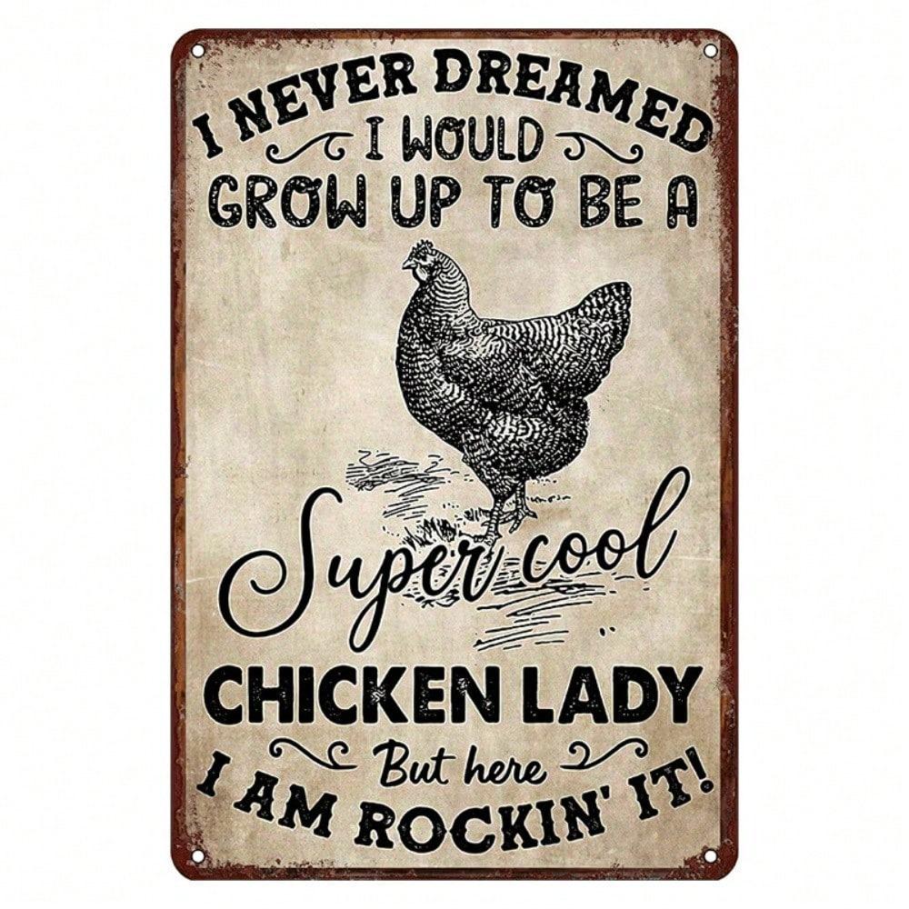 Vintage Chicken Tin Sign Retro Funny Kitchen Wall Art Decor 8x12 Inch
