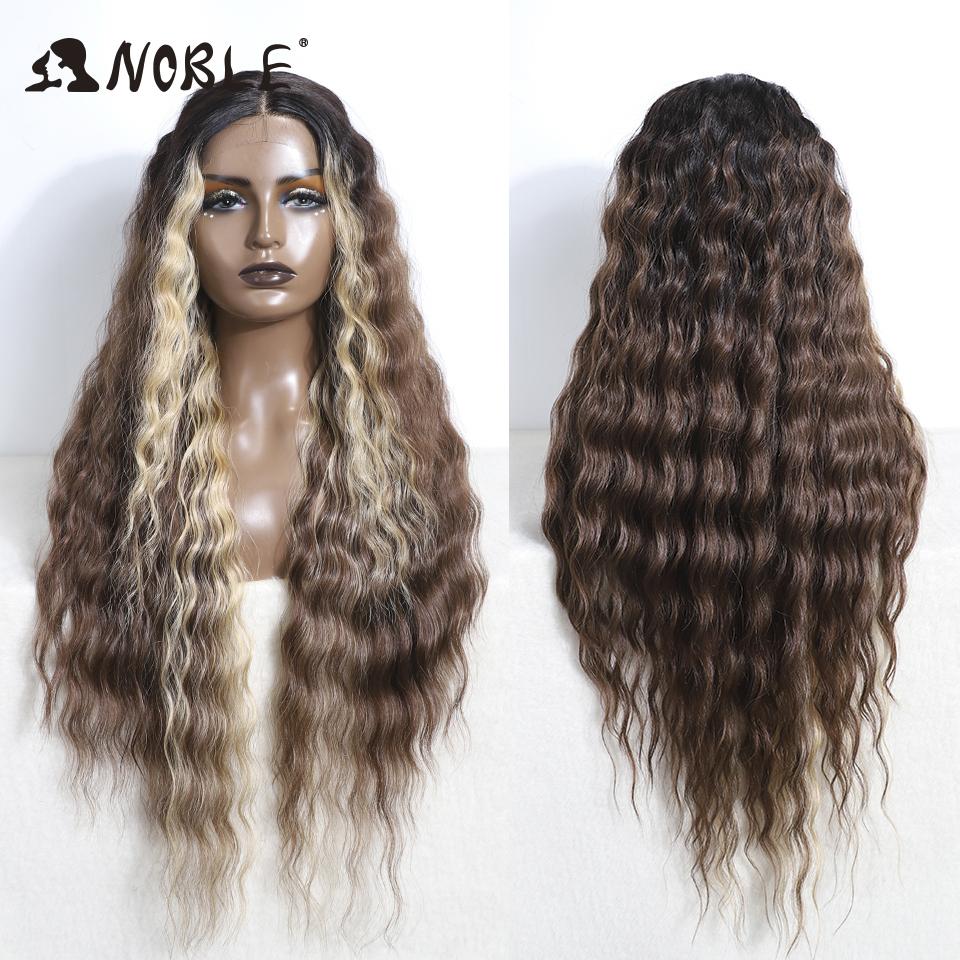 Noble Synthetic Lace Front Wig Cosplay 30" Body Wavy Blond Wig Lace Front Wig For Women High Density Lace Wig Ombre Blonde Wig