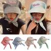 Simple Sunshade Hat Plaid Pattern Sun Hat Sweet Peaked Cap  Summer Season