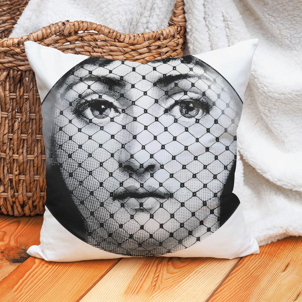 Polyester Girl Face Cushion Cover Beauty Pillow Case Home  Cushion Cover Suitable For Office Sofa Car Suitable For All Seasons